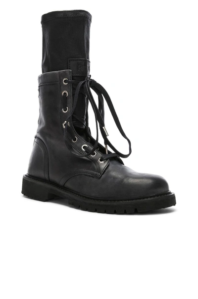 Shop Rta Leather Combat Boots In Blackout