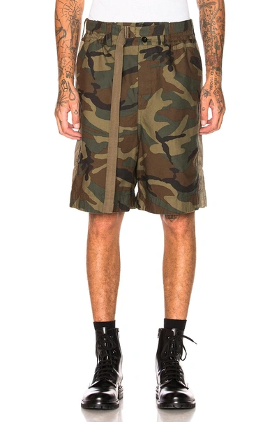 Shop Sacai Camouflage Shorts In Camo,green
