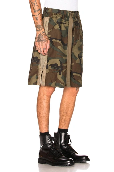 Shop Sacai Camouflage Shorts In Camo,green