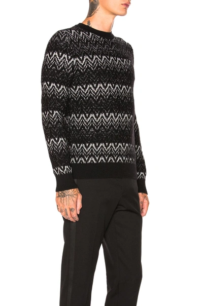 Shop Saint Laurent Pullover Sweater In Abstract,black,metallic. In Black & Argent