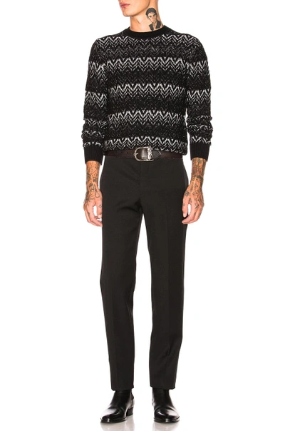 Shop Saint Laurent Pullover Sweater In Abstract,black,metallic. In Black & Argent