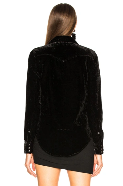 Shop Saint Laurent Velvet Western Shirt In Black