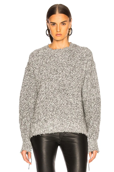 Shop Helmut Lang Distressed Relaxed Long Sleeve Crew In Black White Marble