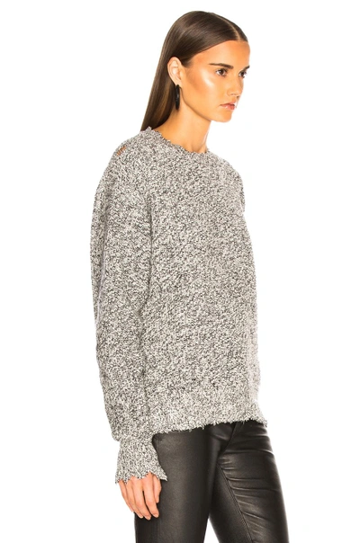 Shop Helmut Lang Distressed Relaxed Long Sleeve Crew In Black White Marble
