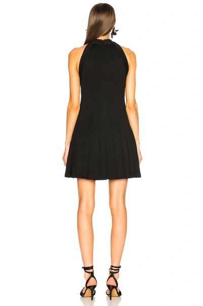 Shop Brandon Maxwell Pebble Crepe Halter Pleated Mini Dress In Black