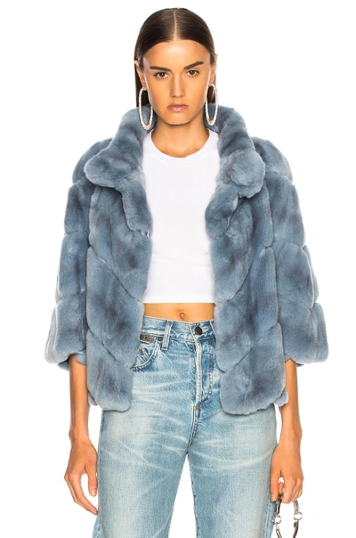 Rex Rabbit Fur Jacket In Blue