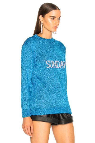 Shop Alberta Ferretti Sunday Lurex Crewneck Sweater In Blue & Light Pink