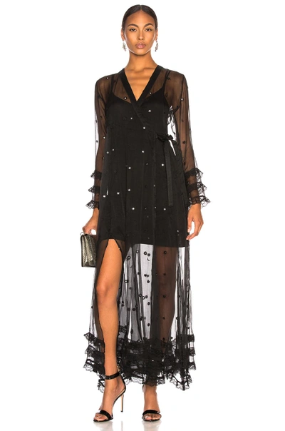 Shop We Are Leone 55 Wrap Dress In Black Stars & Moons