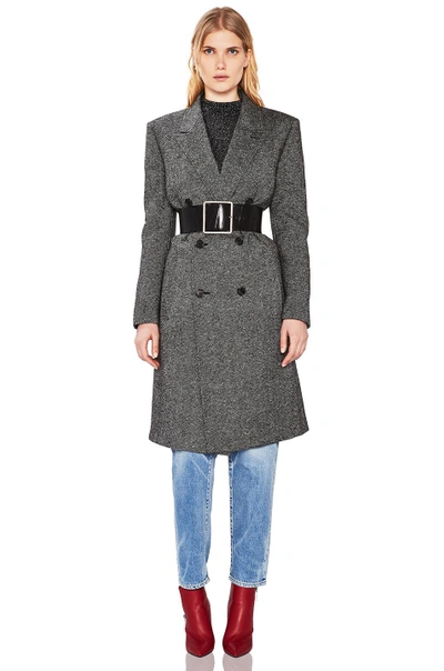 Shop Saint Laurent Tweed Classic Double Breasted Coat In Black & White