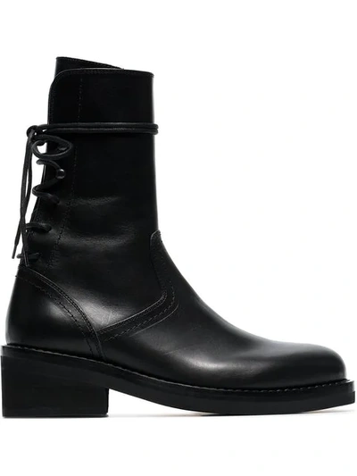 Shop Ann Demeulemeester 50 Lace-up Leather Boots In Black