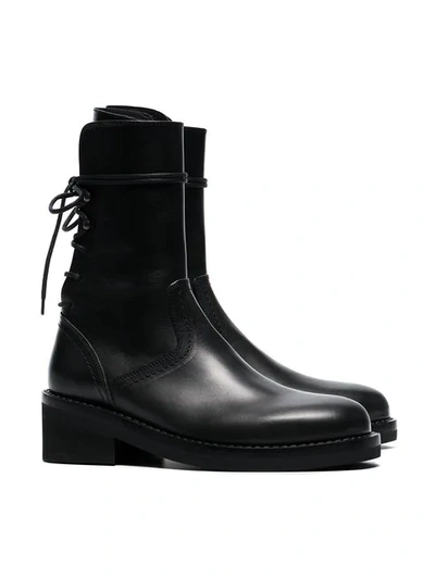 Shop Ann Demeulemeester 50 Lace-up Leather Boots In Black