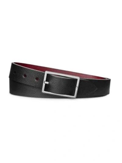 Shop Shinola Rectangular Reversible Leather Belt In Black Ox Blood