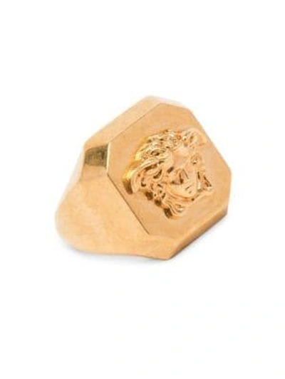 Shop Versace Medusa Goldtone Ring In Tribute Gold