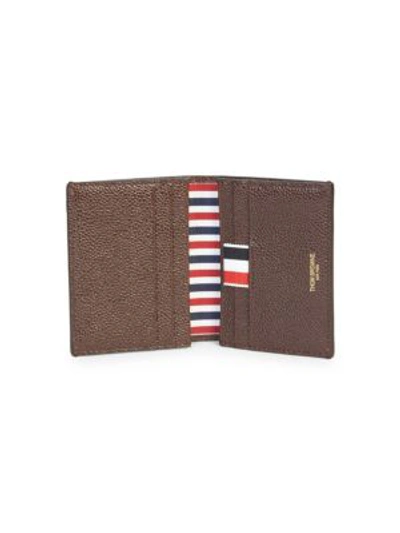 Shop Thom Browne Leather Double Card Holder In Black