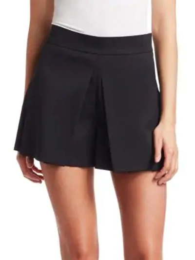 Shop Red Valentino Vented Stretch Wool Shorts In Black