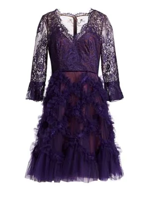 marchesa notte purple lace dress