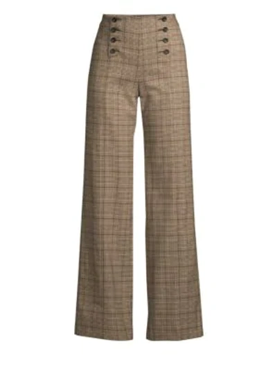 Shop Nanette Lepore Crusader Plaid Wide-leg Trousers In Tobacco