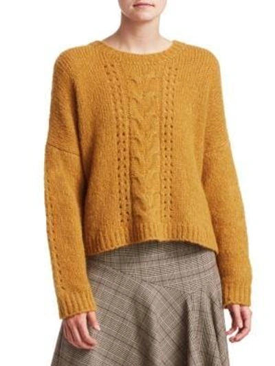 Shop Nanette Lepore Perfect Cable-knit Pullover In Gold