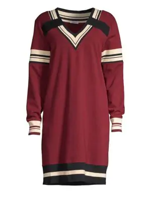 v neck varsity sweater dress