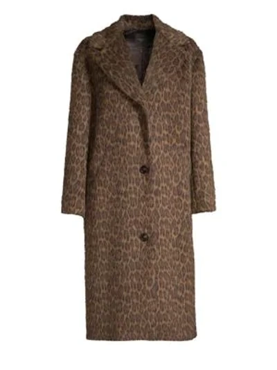 Porta Single breasted Cheetah Coat In Caramel