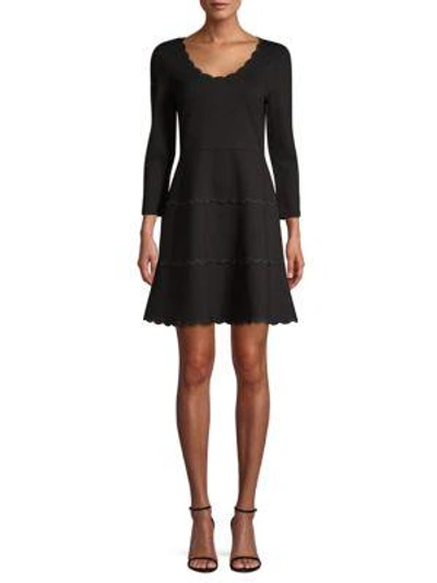 Shop Kate Spade Broome Street Scallop Ponte Dress In Black