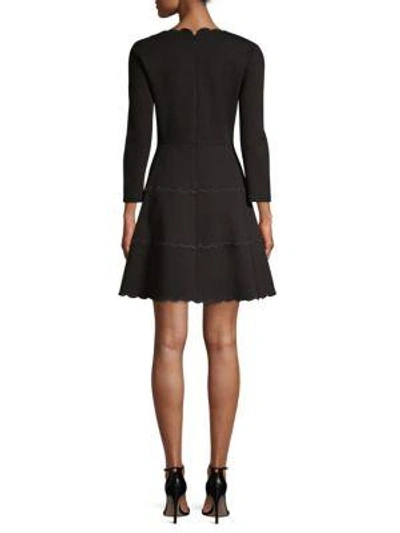 Shop Kate Spade Broome Street Scallop Ponte Dress In Black