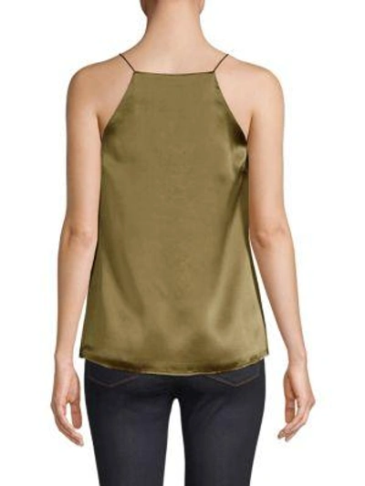 Shop Cami Nyc Charlie Charmeuse Lace-up Top In Olive