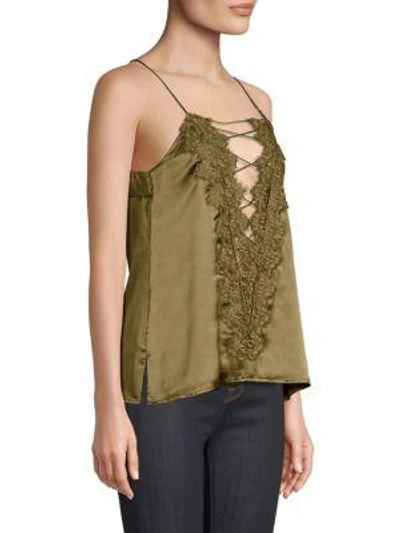 Shop Cami Nyc Charlie Charmeuse Lace-up Top In Olive