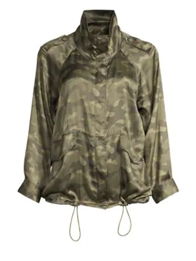 Shop Cooper & Ella Quinn Silk Camo Jacket In Camo Print