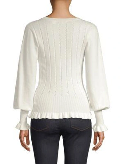Shop Parker Henri Ruffle-sleeve Knit Top In Ivory