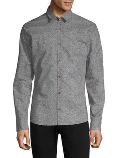 Shop Hugo Boss Ero Confetti Dot Woven Button-down Cotton Shirt In Black