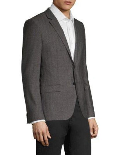 Shop Hugo Boss Arti Stripe Herringbone Virgin Wool Jacket In Grey Blue