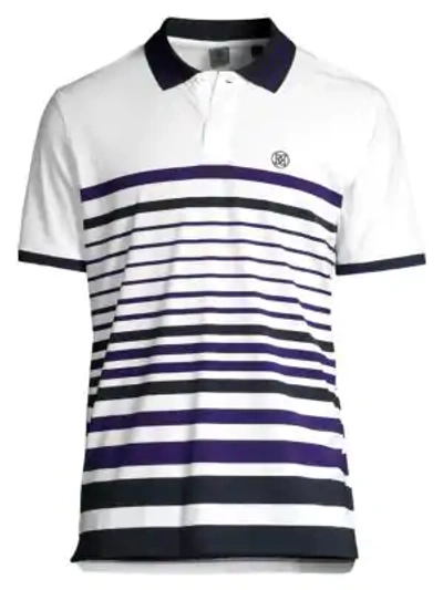 Shop G/fore Variegated Striped Polo In Snow