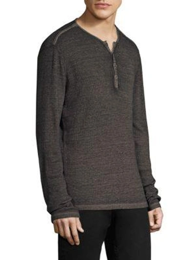 Shop John Varvatos Slim Henley In Metal Grey