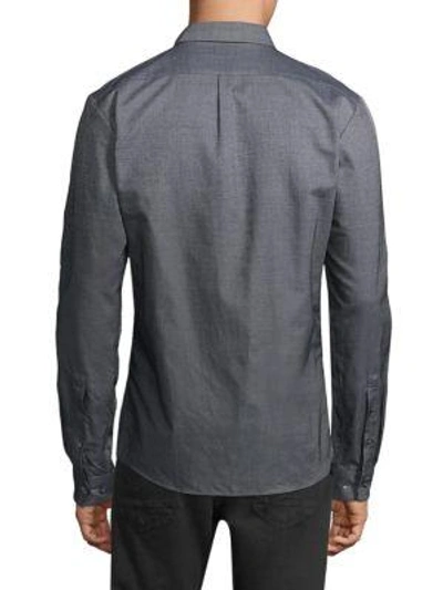 Shop Hugo Boss Ero Slim-fit Ombre Woven Shirt In Black