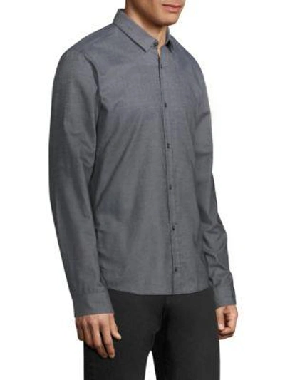 Shop Hugo Boss Ero Slim-fit Ombre Woven Shirt In Black