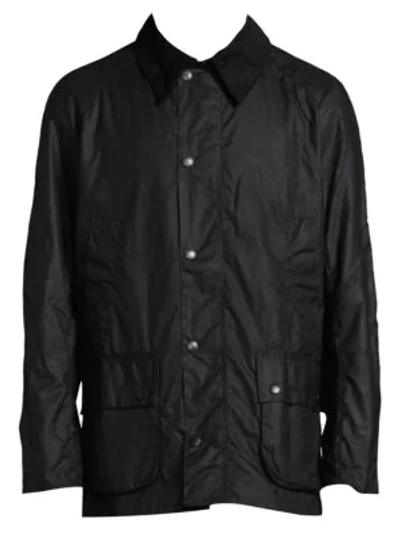 Shop Barbour Ashby Waxed Cotton Jacket In Black