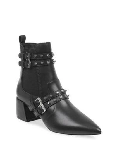 Shop Kendall + Kylie Rad Studded Leather Booties In Black