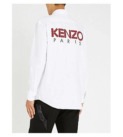 Shop Kenzo Animal-logo Cotton-poplin Shirt In White