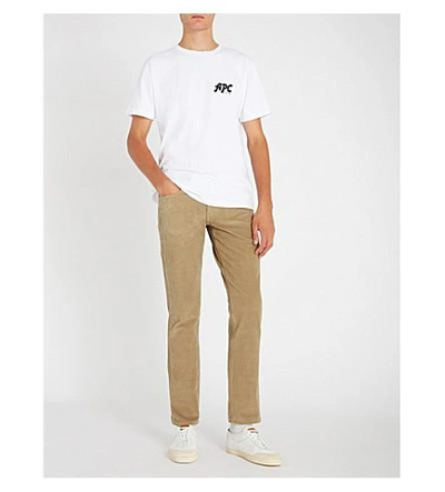Shop Apc Richie Logo-print Cotton-jersey T-shirt In Blanc