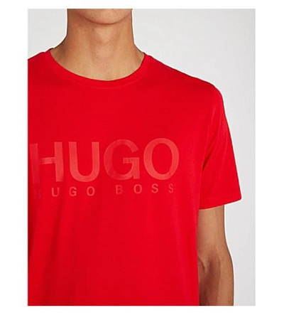 Shop Hugo Logo-print Cotton-jersey T-shirt In Bright Red