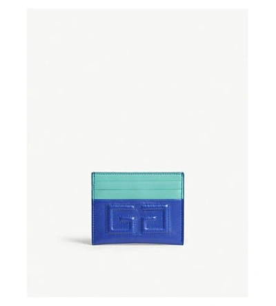 Shop Givenchy Leather Embelm Card Holder In Electric Blue