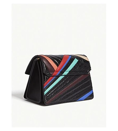 Shop Givenchy Gv3 Chevron Leather Shoulder Bag In Black Mix