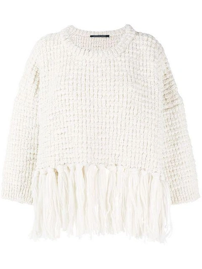 Shop Antonino Valenti Fringed Hem Jumper - White