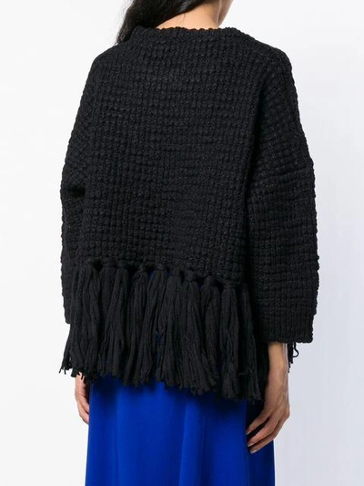 Shop Antonino Valenti Fringed Hem Jumper - Black