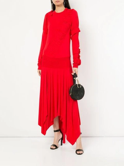 Shop Preen Line Ruffle Detail Sweater Dress In Red
