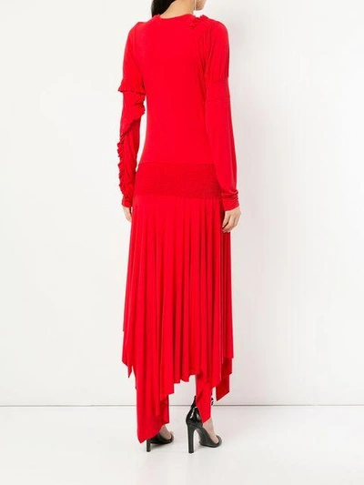 Shop Preen Line Ruffle Detail Sweater Dress In Red