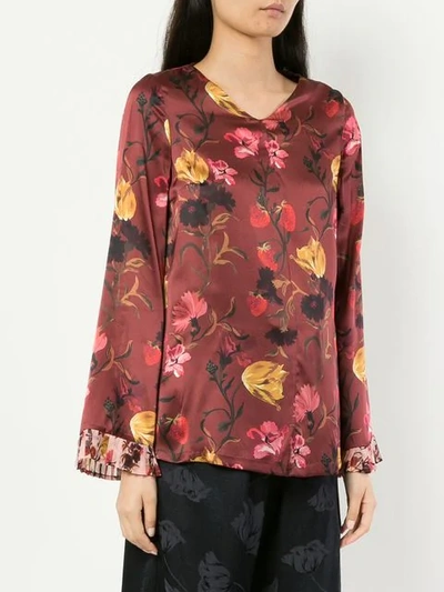Shop Mother Of Pearl Flared Sleeve Blouse In Red