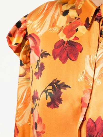 Shop Mother Of Pearl Floral Print Ruffle Detail Blouse In Autumn Bloom
