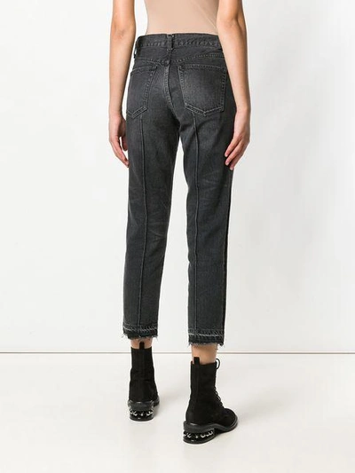 Shop Sacai Cropped Slim Fit Jeans In Black